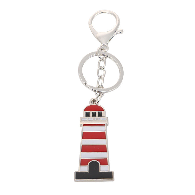 Wholesale Metal Crafts Red Cross European Building Tower Keychain